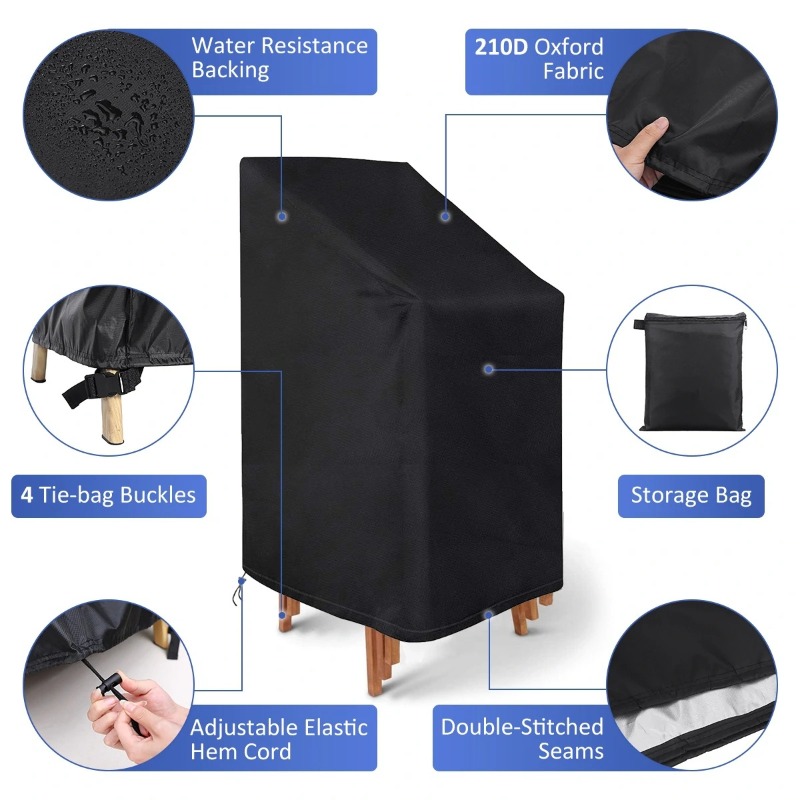 Outdoor Furniture Covers Waterproof - 1/2/個入り スタックチェア用ダストカバー 防水防塵 パティオガーデン家具保護カバー アウトドアソファアームチェアカバー