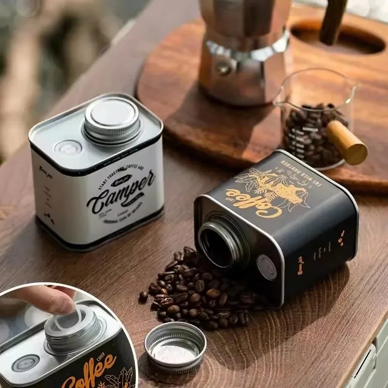 Outdoor Furniture Iron - コーヒー豆密封缶アウトドアキャンプ鉄箱食品グレード包装保存鮮度保持防湿キッチン収納鉄缶