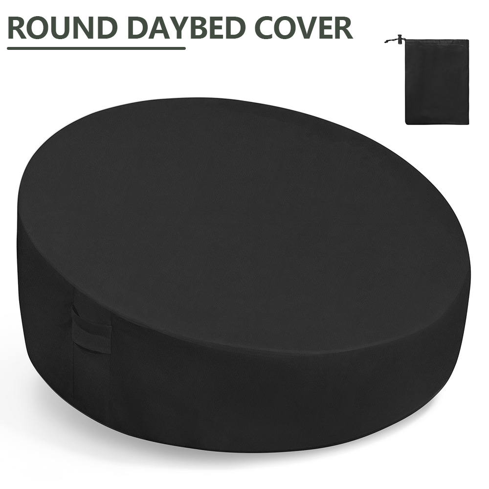 Outdoor Furniture Fabric - ラウンドデイベッドカバー 210D 防水オックスフォード生地 ガーデンデイベッドカバー 多目的屋外家具防塵カバー 庭用