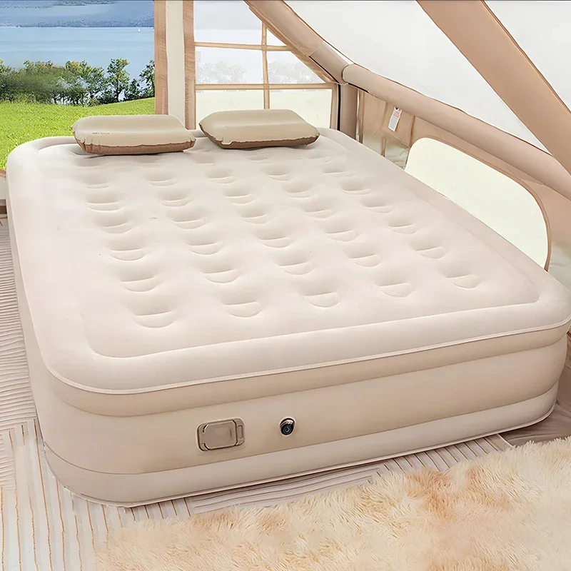 Outdoor Furniture Luxury - 内蔵ポンプ付きのクイーンサイズのエアーマットレス。ゲスト用や家庭用として使える、高級感のある空気式ベッド。最大耐荷重650ポンド。