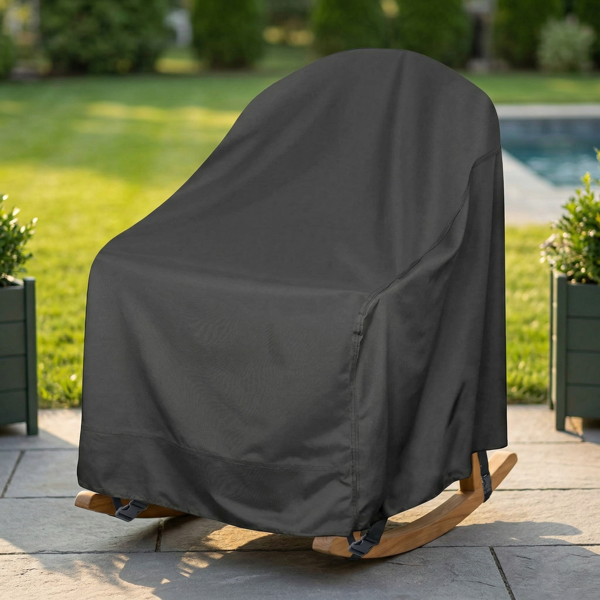 Outdoor Furniture Waterproof - 屋外用ロッキングチェアカバー。防水加工、耐久性に優れ、パティオ家具やガーデンチェアを保護。洗濯可能で再利用可能。