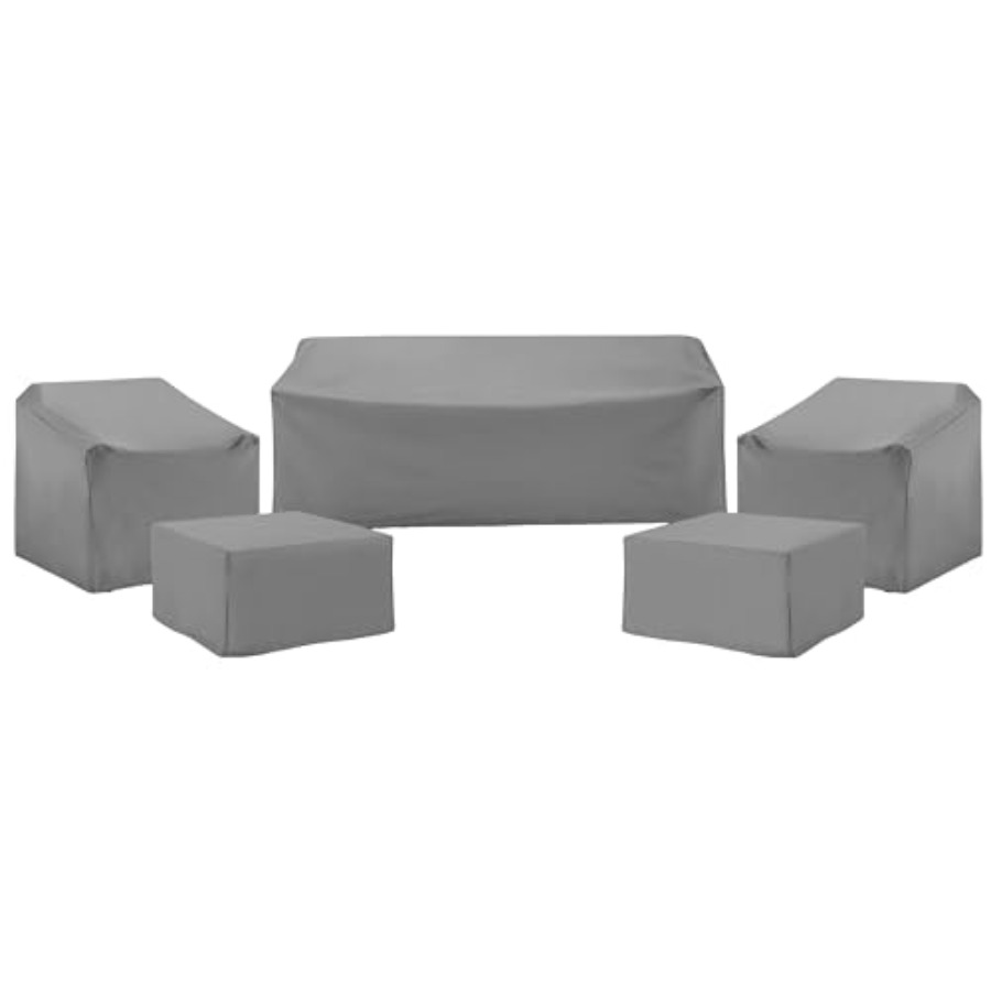 Outdoor Furniture Covers Waterproof - パティオ家具カバー、防水5点セット、屋外用椅子、ソファ、オットマン用、グレー