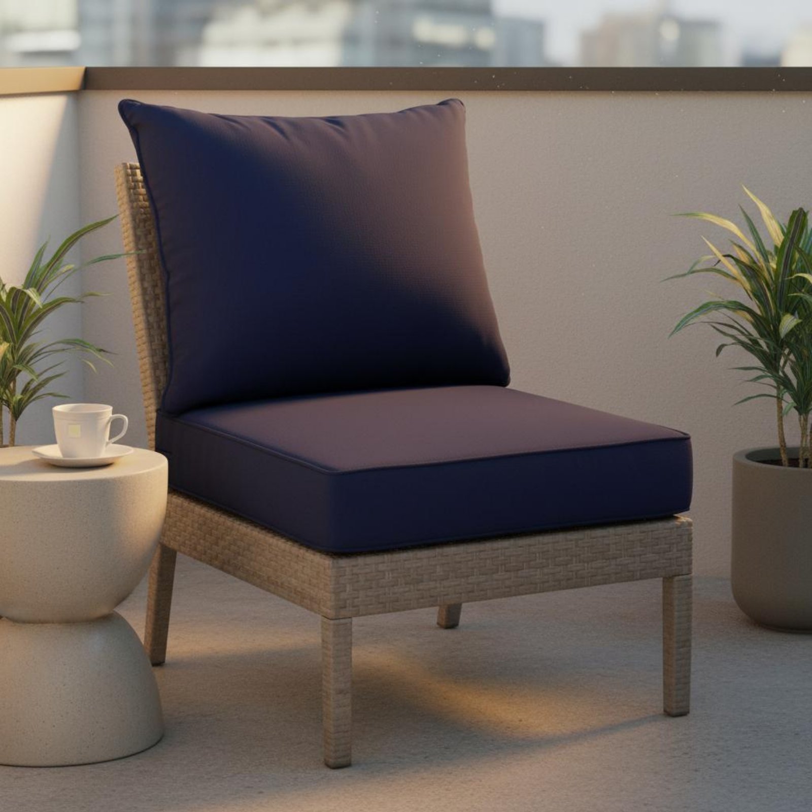 Outdoor Furniture Fabric - パティオチェアパッド 隠し留め具付き パティオチェアパッドセット 座面と背もたれクッション 色落ちしにくい 屋外用