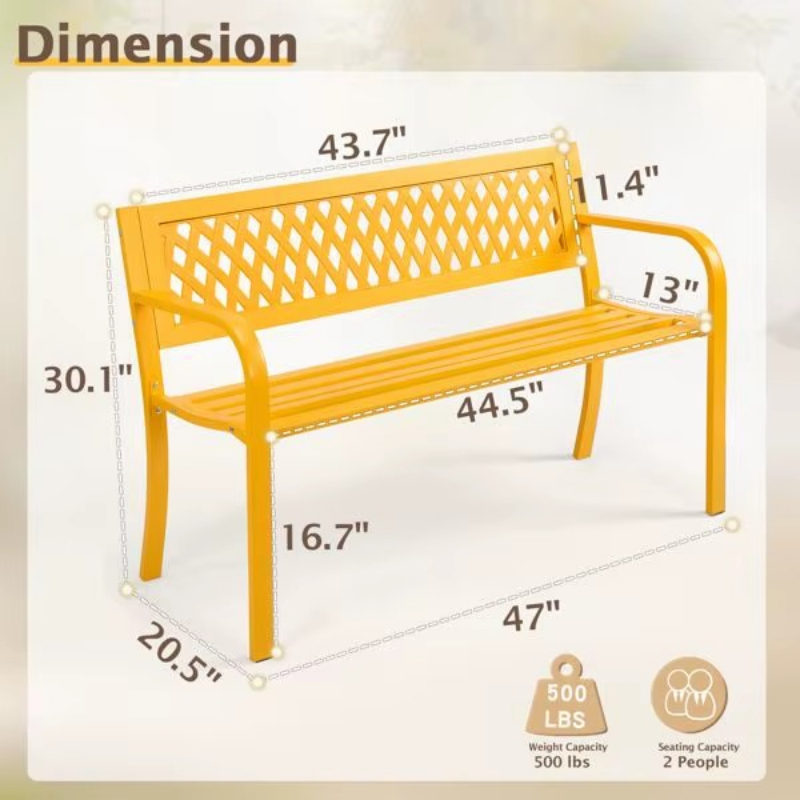 47インチの黄色PVCメッシュバック付き錬鉄製パティオ用屋外 - Outdoor Furniture Yellow のレビューと価格