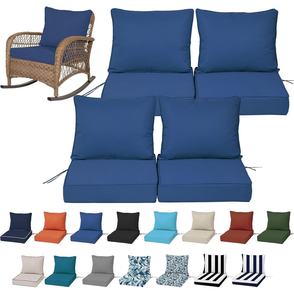 24x24インチの屋外用ディープシートクッション4個セット、 - Outdoor Furniture Fabric のレビューと価格