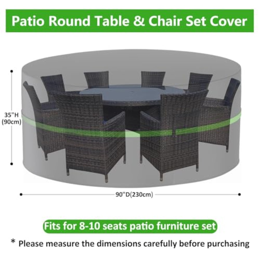 ラウンドパティオ家具カバー、100％防水、色褪せ防止屋外テー - Outdoor Furniture Covers Waterproof のレビューと価格