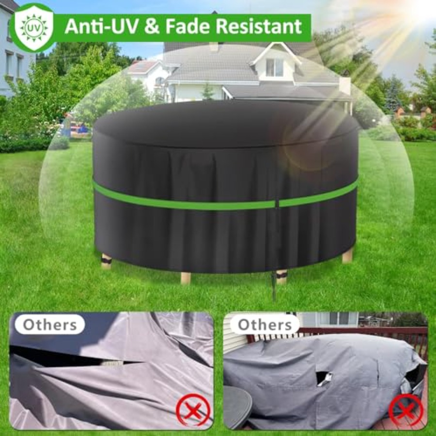 ラウンドパティオ家具カバー、100％防水、色褪せ防止屋外テー - Outdoor Furniture Covers Waterproof のレビューと価格