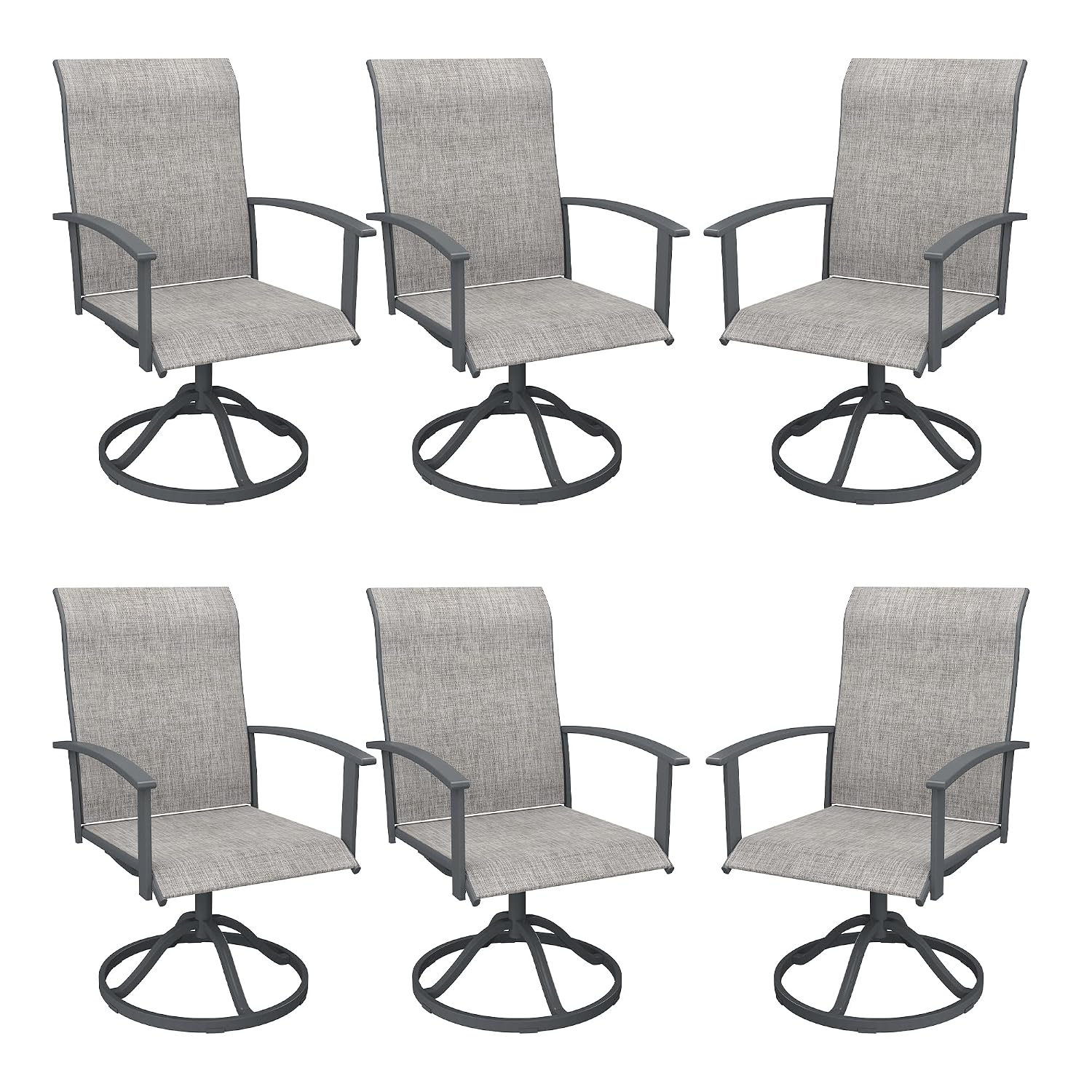 スイベルパティオダイニングチェア6脚セット、屋外用全天候型メ - Outdoor Furniture Grey のレビューと価格