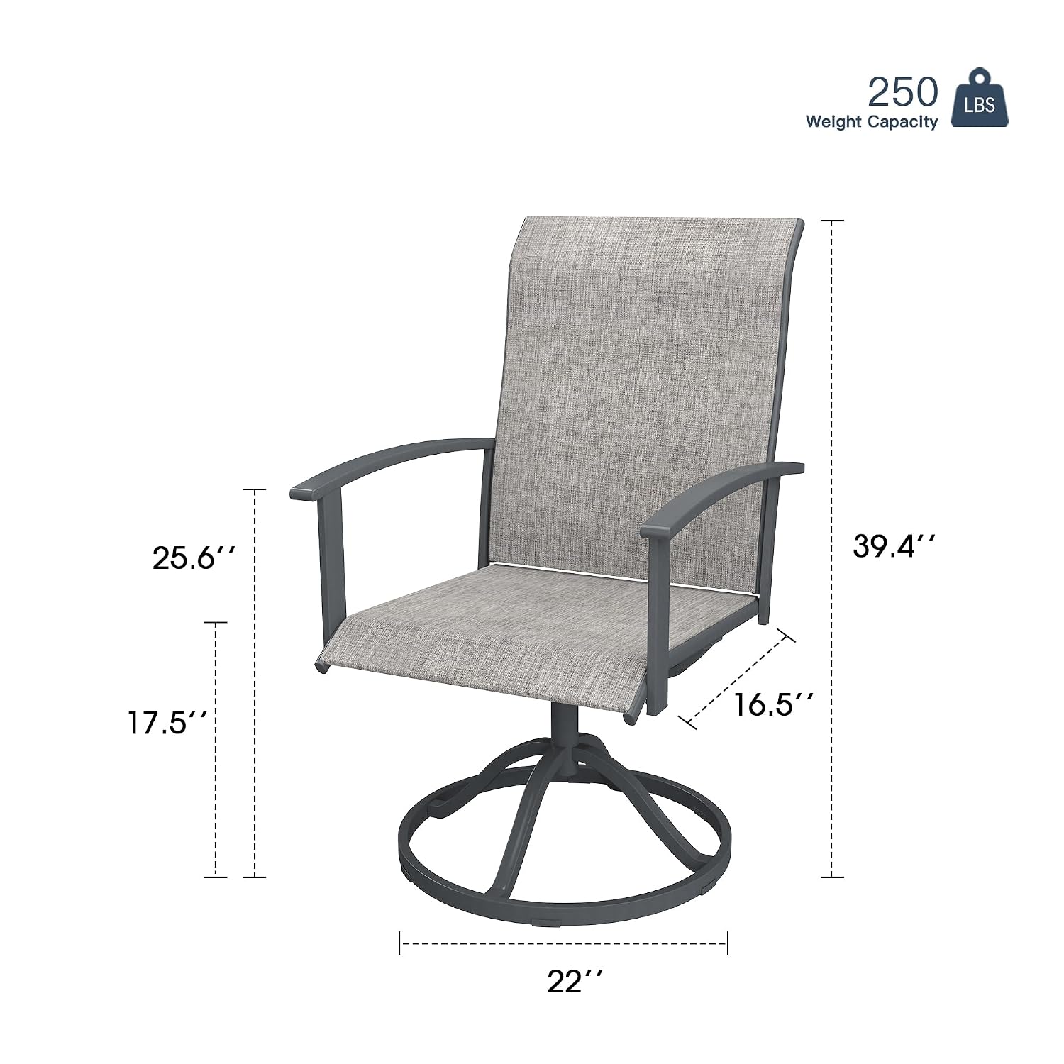 スイベルパティオダイニングチェア6脚セット、屋外用全天候型メ - Outdoor Furniture Grey のレビューと価格