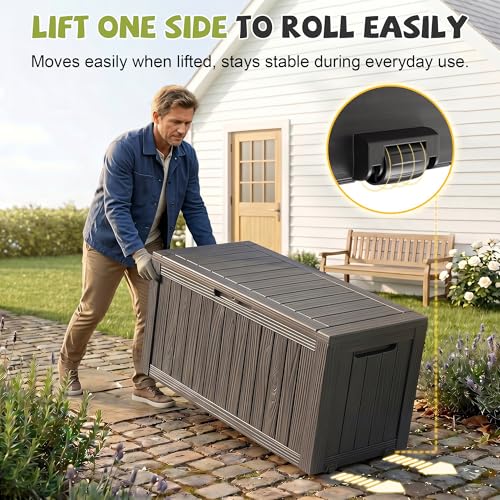 屋外用防水樹脂製収納デッキボックス、ロック可能な屋外ベンチ、 - Outdoor Furniture Waterproof のレビューと価格