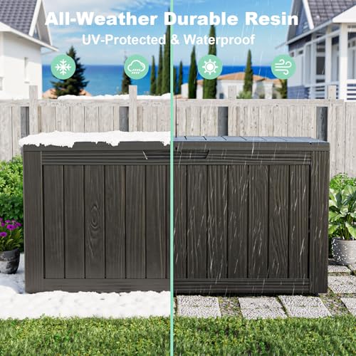屋外用防水樹脂製収納デッキボックス、ロック可能な屋外ベンチ、 - Outdoor Furniture Waterproof のレビューと価格
