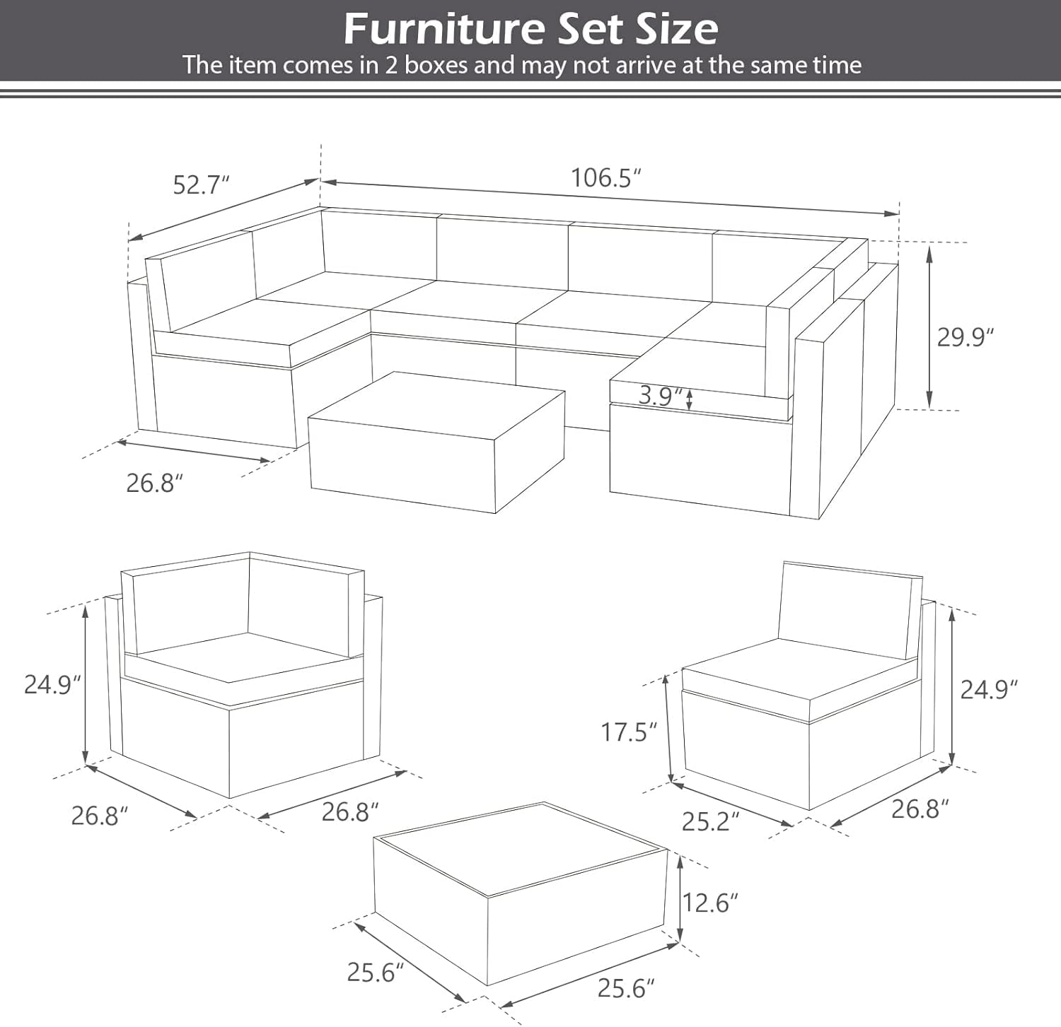 屋外パティオ用ウィッカー製セクショナルソファセット（クッショ - Outdoor Furniture Grey のレビューと価格