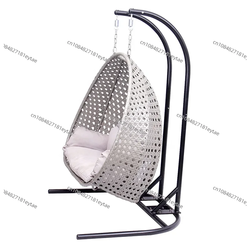 モダンな屋外パティオ用グレーの籐製2人掛けハンギング家具、ガ - Outdoor Furniture Grey のレビューと価格