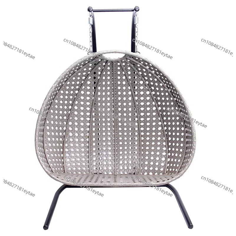 モダンな屋外パティオ用グレーの籐製2人掛けハンギング家具、ガ - Outdoor Furniture Grey のレビューと価格