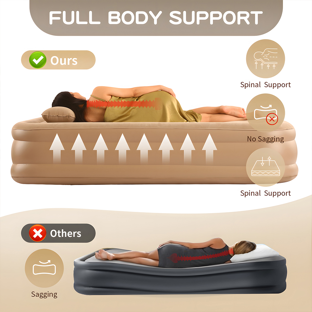 ポンプ内蔵クイーンエアマットレス アップグレードされたブロー - Outdoor Furniture Luxury のレビューと価格