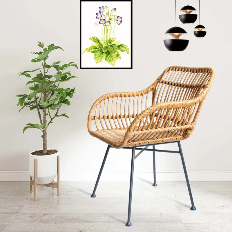 北欧ダイニングチェアキッチン用籐椅子屋外バルコニー錬鉄籐椅子 - Outdoor Furniture Iron のレビューと価格
