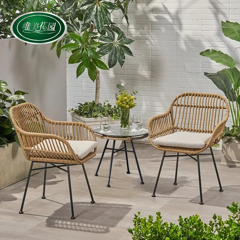 北欧ダイニングチェアキッチン用籐椅子屋外バルコニー錬鉄籐椅子 - Outdoor Furniture Iron のレビューと価格