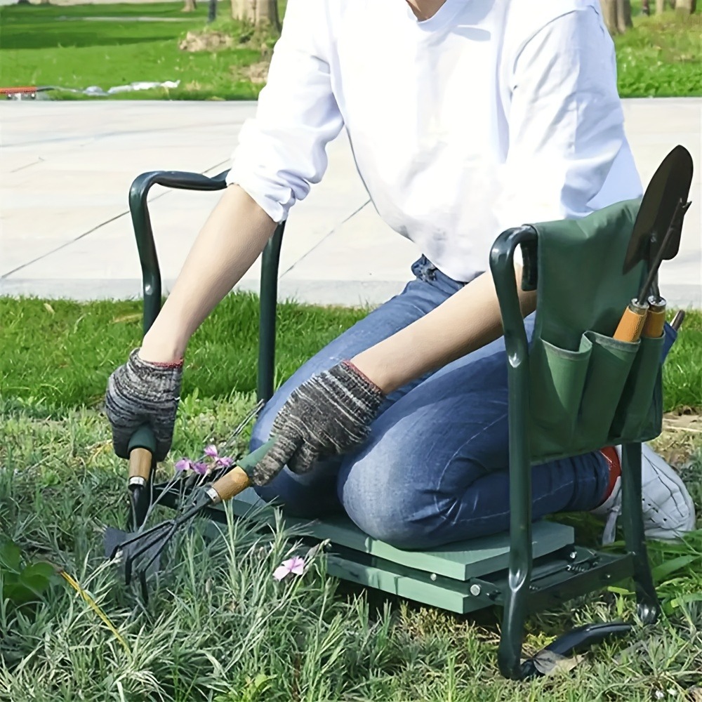 防錆強化鉄製ガーデンニーリングスツール、ツールポーチ付きの正 - Outdoor Furniture Iron のレビューと価格