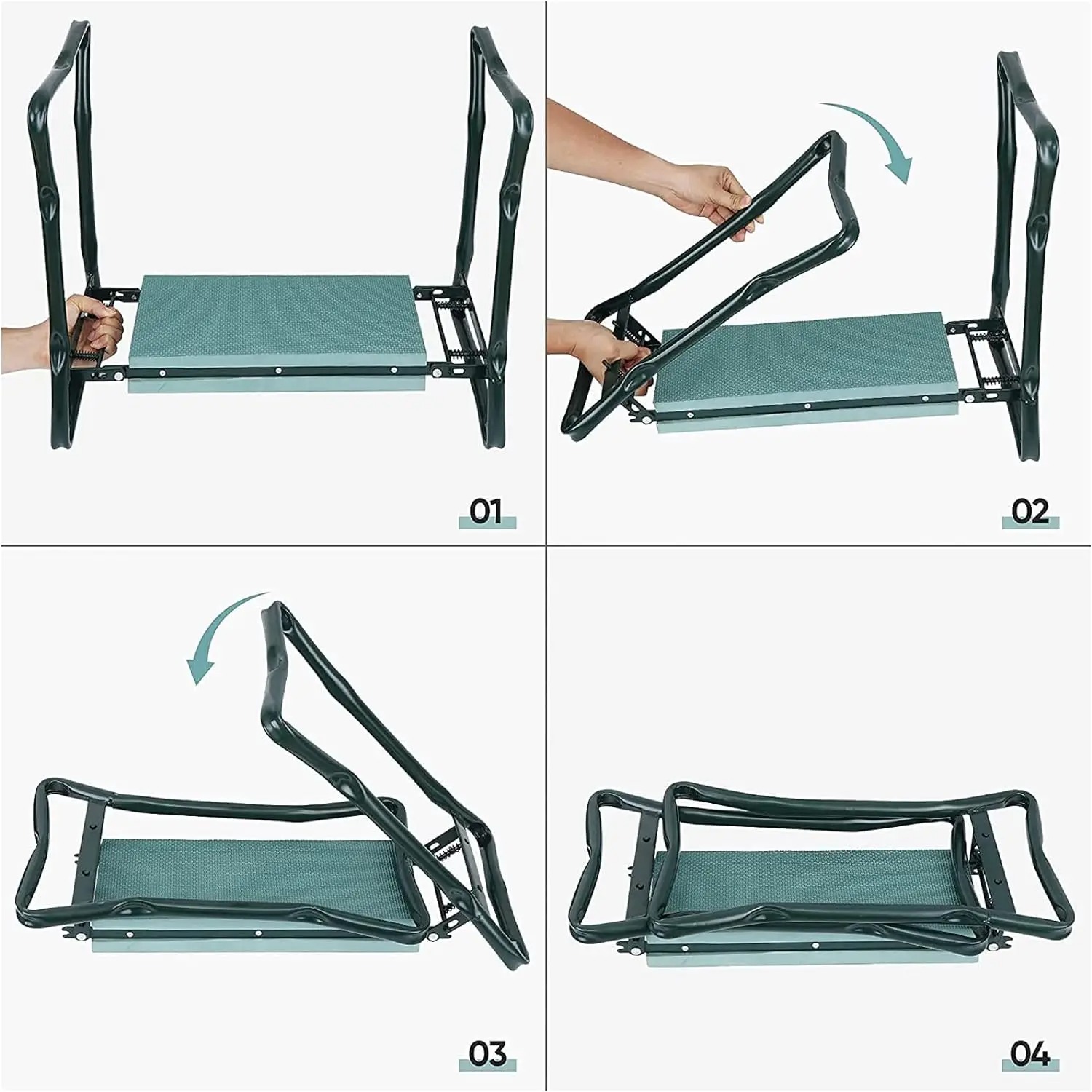 防錆強化鉄製ガーデンニーリングスツール、ツールポーチ付きの正 - Outdoor Furniture Iron のレビューと価格