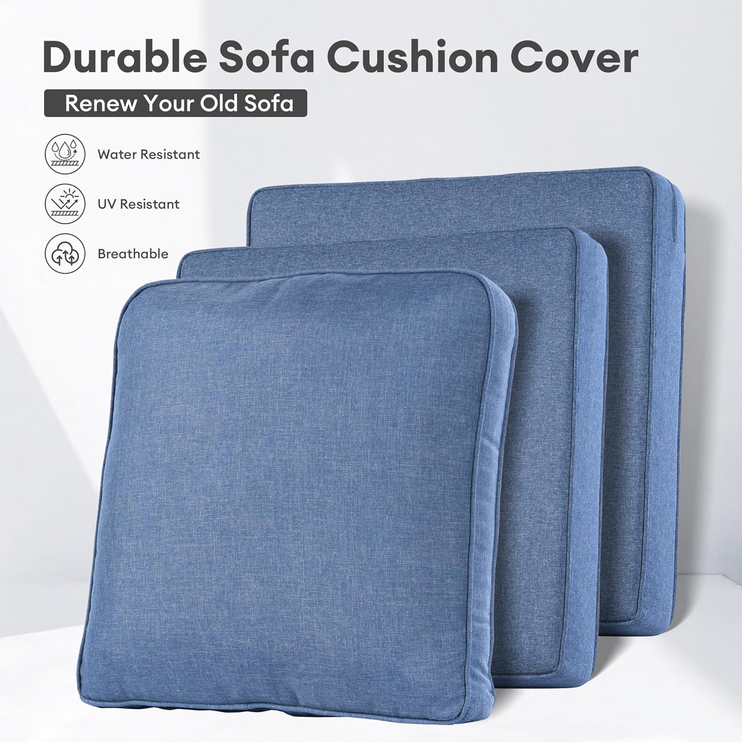 屋外パティオ家具用クッションカバー、デニムブルー、防水、ジッ - Outdoor Furniture Waterproof のレビューと価格