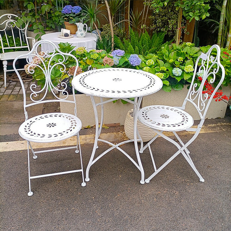 フランスのカントリースタイルの鉄製テーブルと椅子、屋外パティ - Outdoor Furniture Iron のレビューと価格
