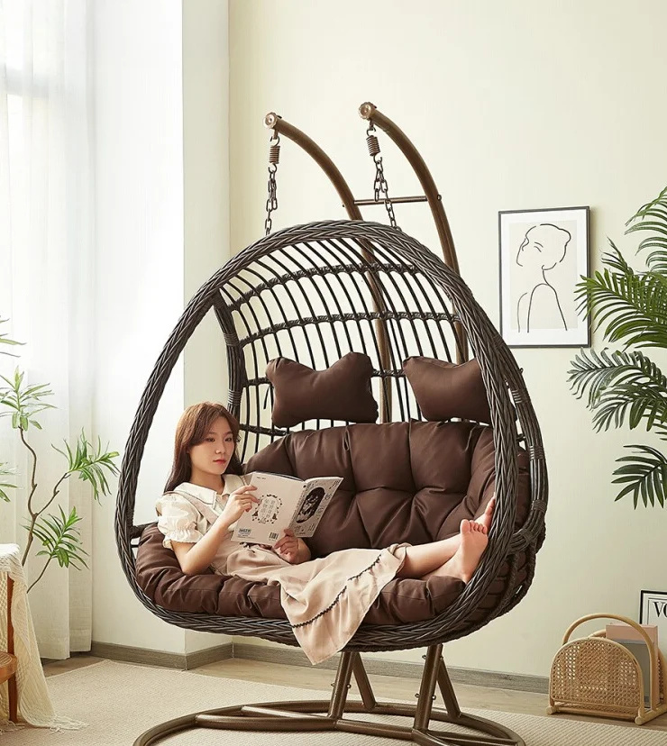 ハンギングバスケット ラタンチェア スイング 室内用 ホーム - Outdoor Furniture Iron のレビューと価格