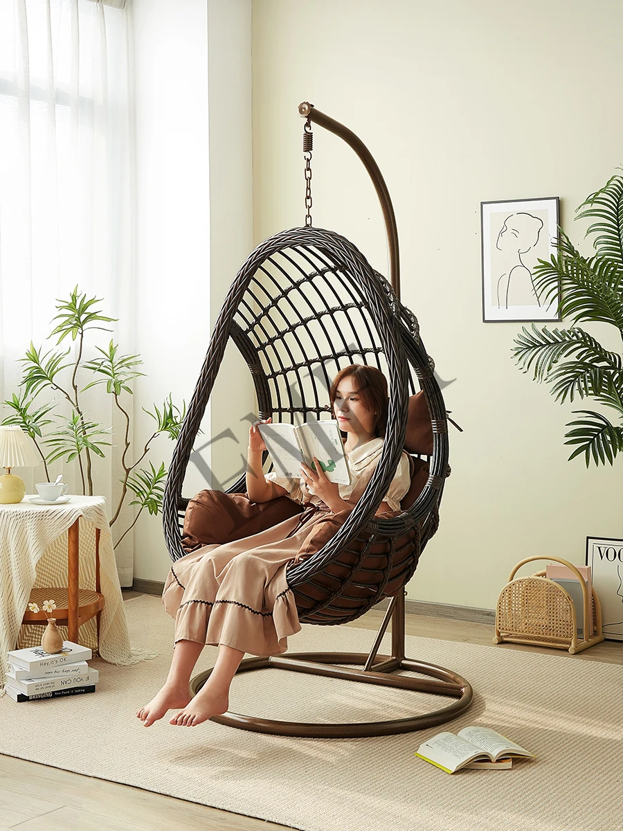 ハンギングバスケット ラタンチェア スイング 室内用 ホーム - Outdoor Furniture Iron のレビューと価格