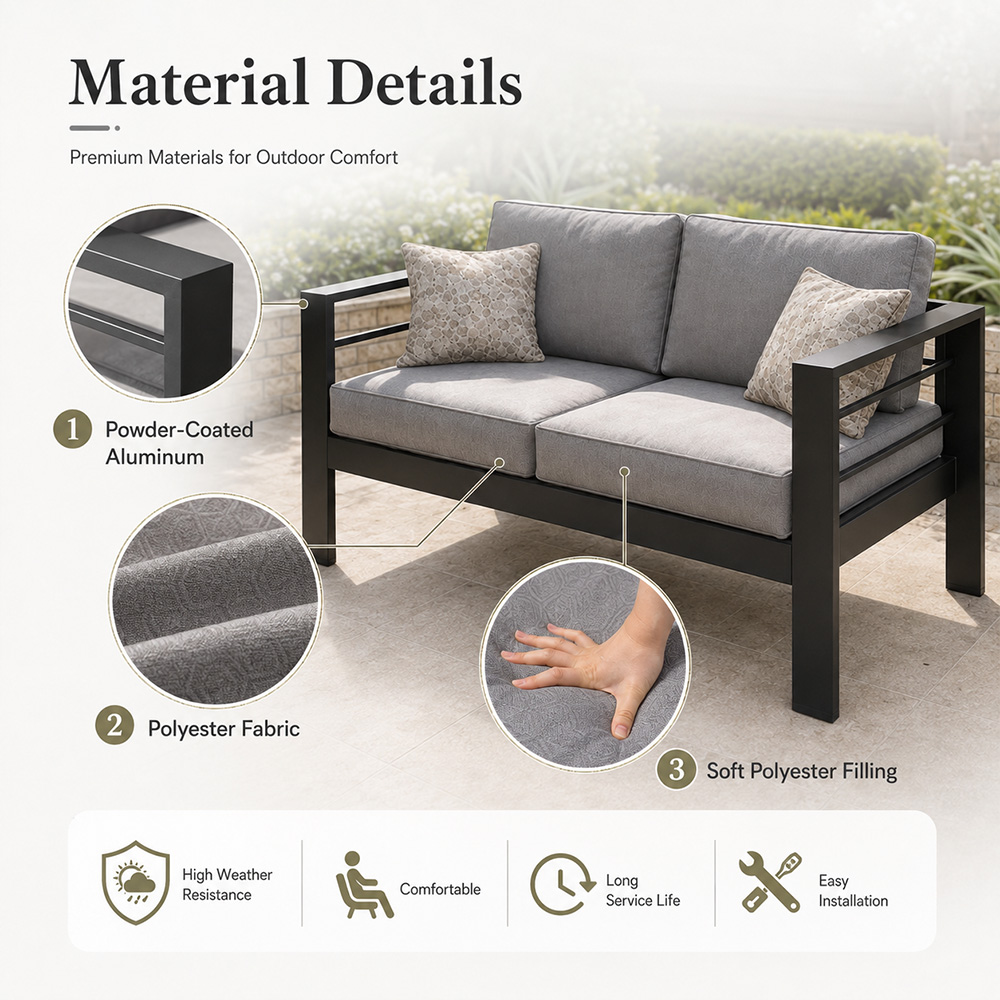 モダンな高級アルミ製屋外パティオソファガーデン家具セット 防 - Outdoor Furniture Luxury のレビューと価格