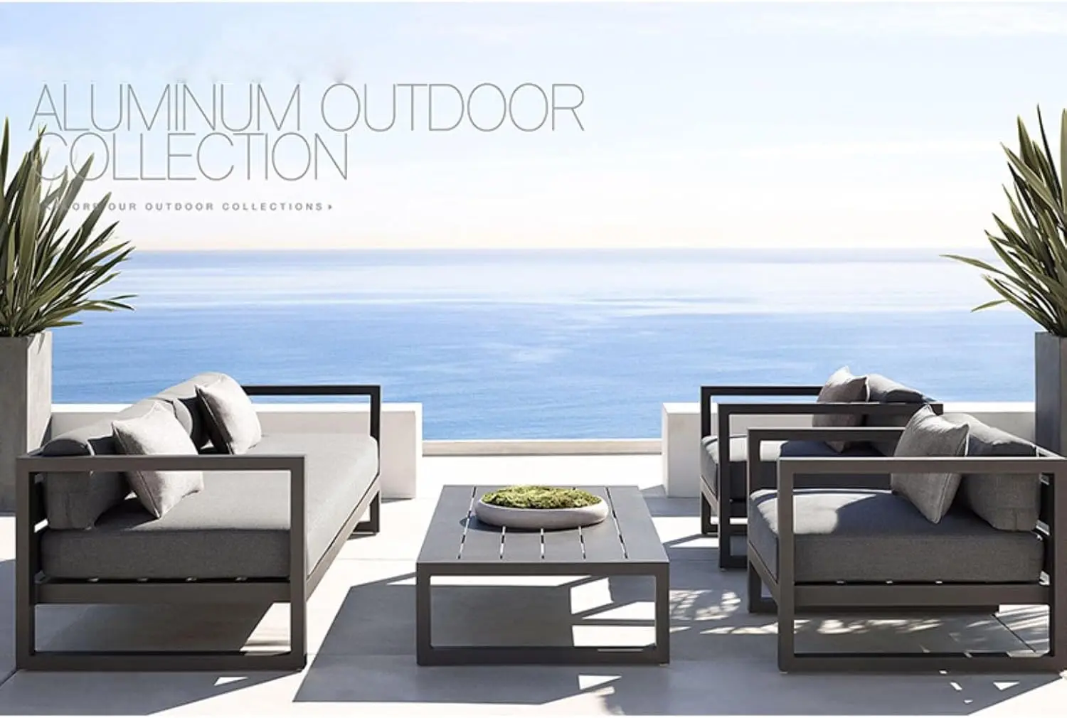 屋外用アルミ製モジュラーパティオ家具ソファ、二人掛けパティオ - Outdoor Furniture Grey のレビューと価格