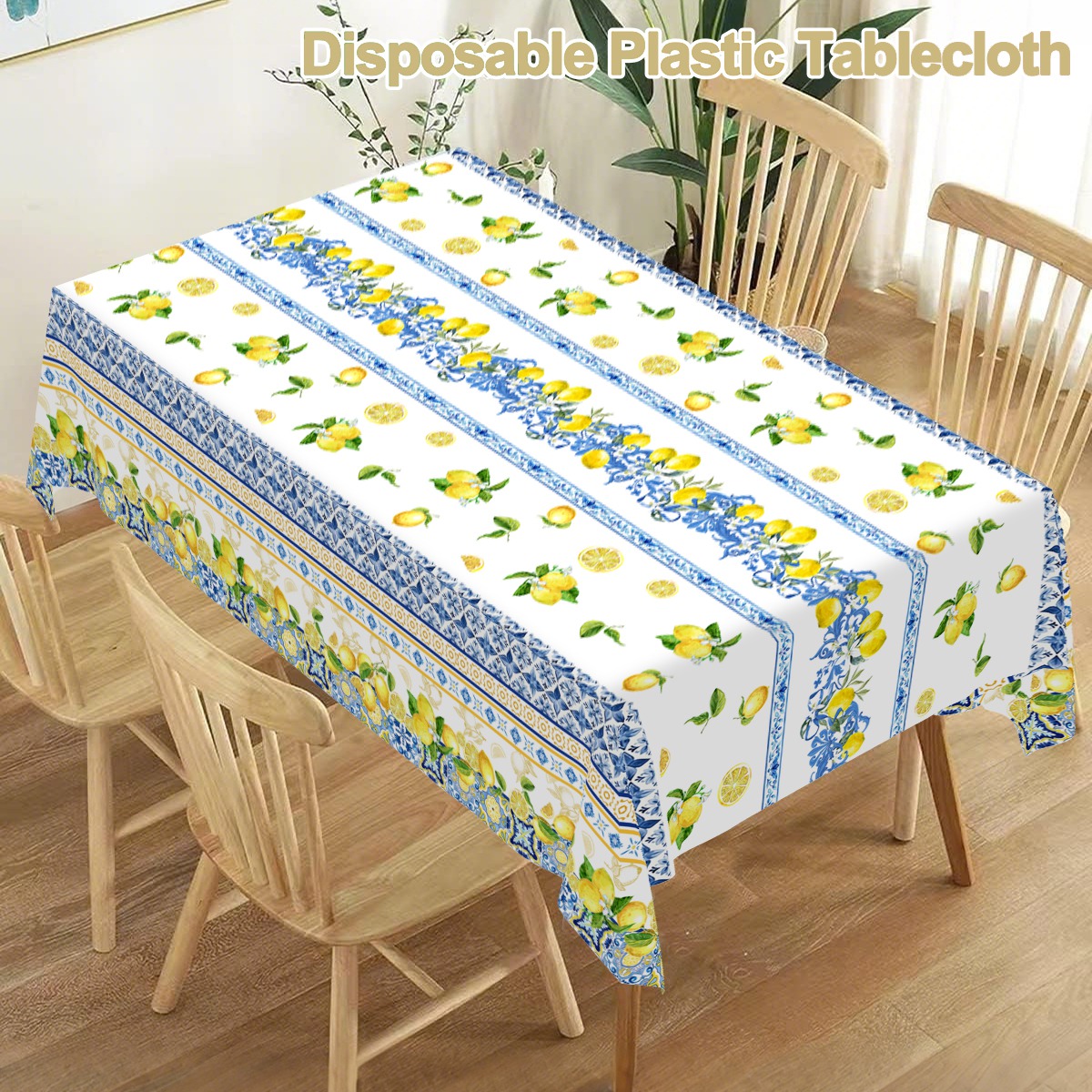 イエローレモンストライプ長方形使い捨てテーブルクロスパーティ - Outdoor Furniture Yellow のレビューと価格
