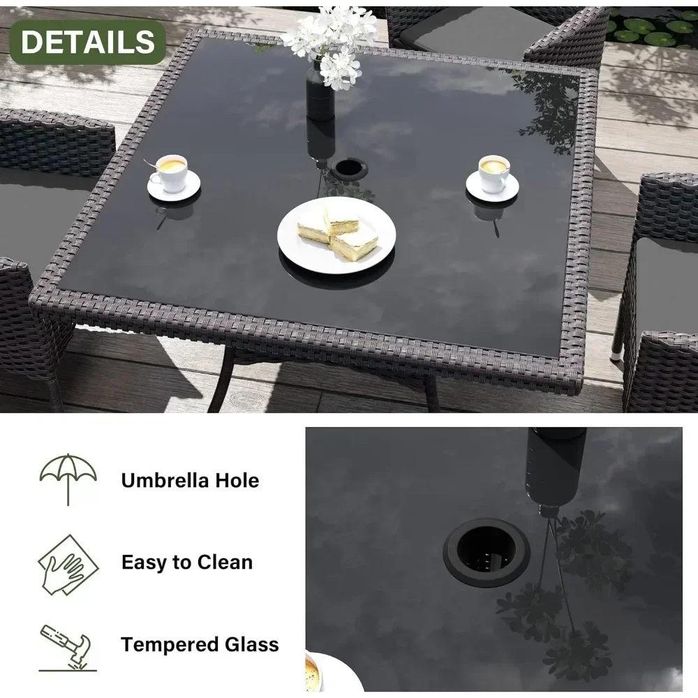 テラス家具セット、クッション付き椅子8脚と傘型のグレーの屋外 - Outdoor Furniture Grey のレビューと価格
