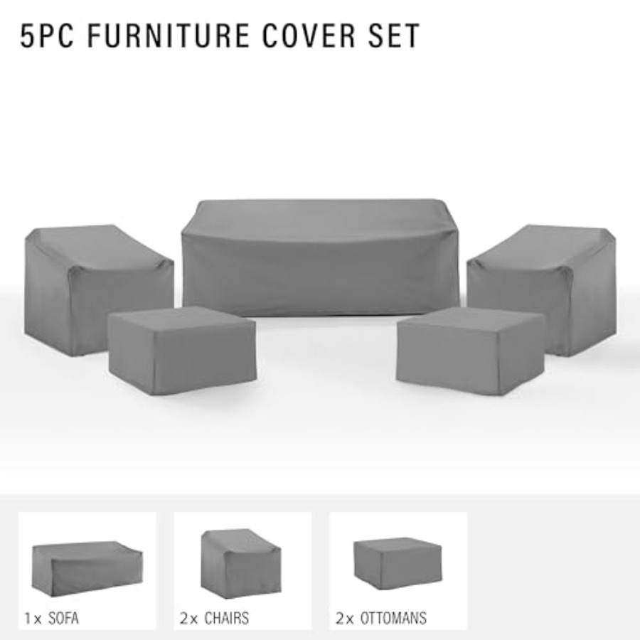 パティオ家具カバー、防水5点セット、屋外用椅子、ソファ、オッ - Outdoor Furniture Covers Waterproof のレビューと価格